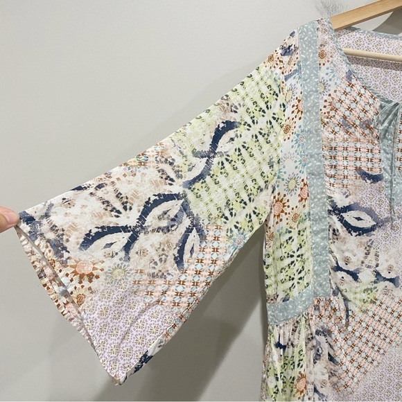 DYLAN Sun-Kissed Floral Billowy Peasant Blouse Boho Peasant Top Size Medium - Picture 4 of 11